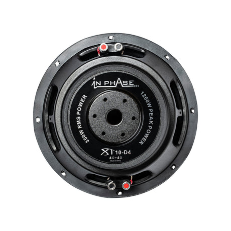 In Phase XT-10D4 Kevlar Cone 2Ω or 8Ω Dual Voice Coil 1200W Peak Power Subwoofer