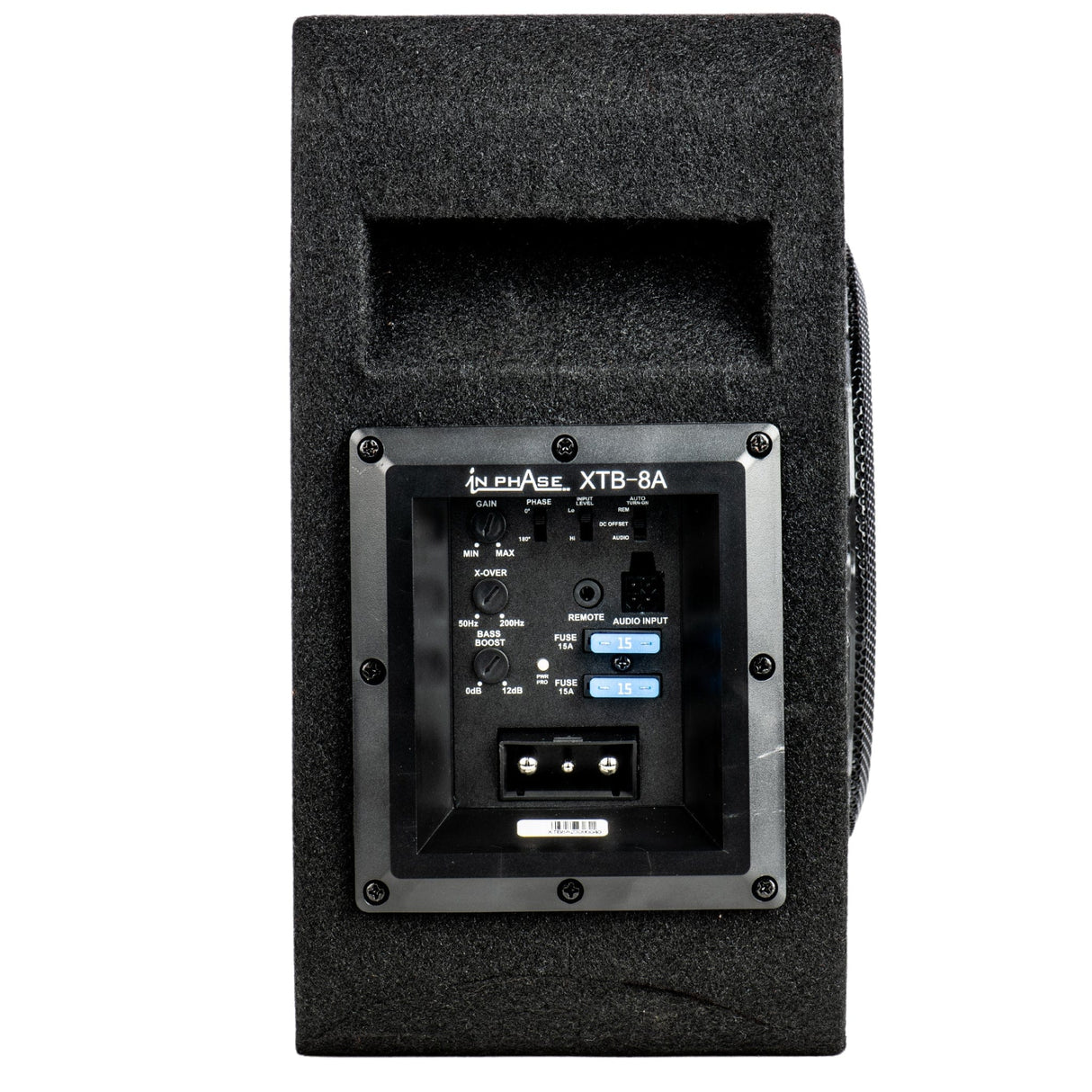 In Phase XTB-8A 600W Active Amplified Subwoofer Enclosure with Built in Class D Amp, Bass Remote and Quick Release Connections